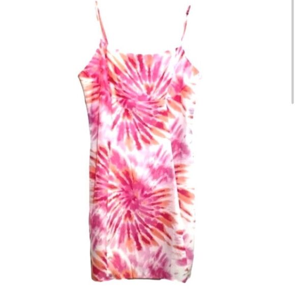 Forever 21 Tie-Dye Mini Dress Pink/Orange/White Women’s Small - Picture 2 of 7